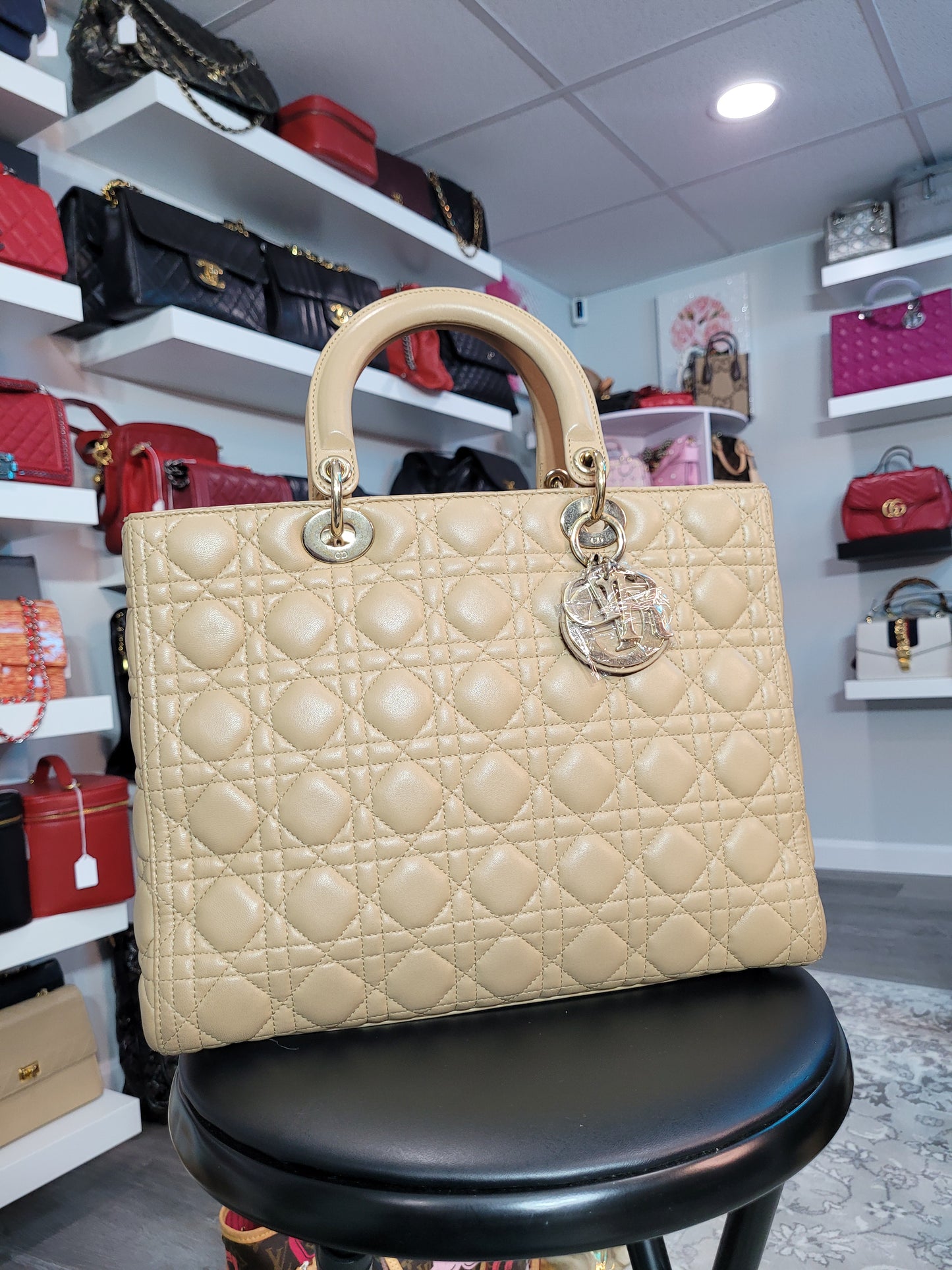 Christian Dior Lady dior tan Large Tote