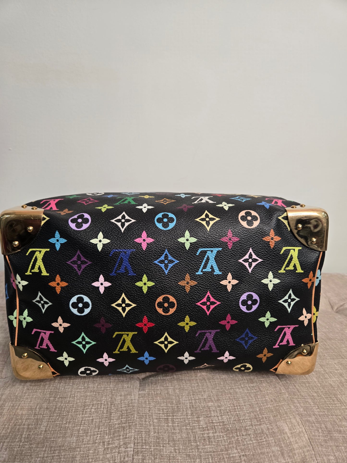 Preowned Louis Vuitton Murakami Black Speedy 30 Boston Bag
