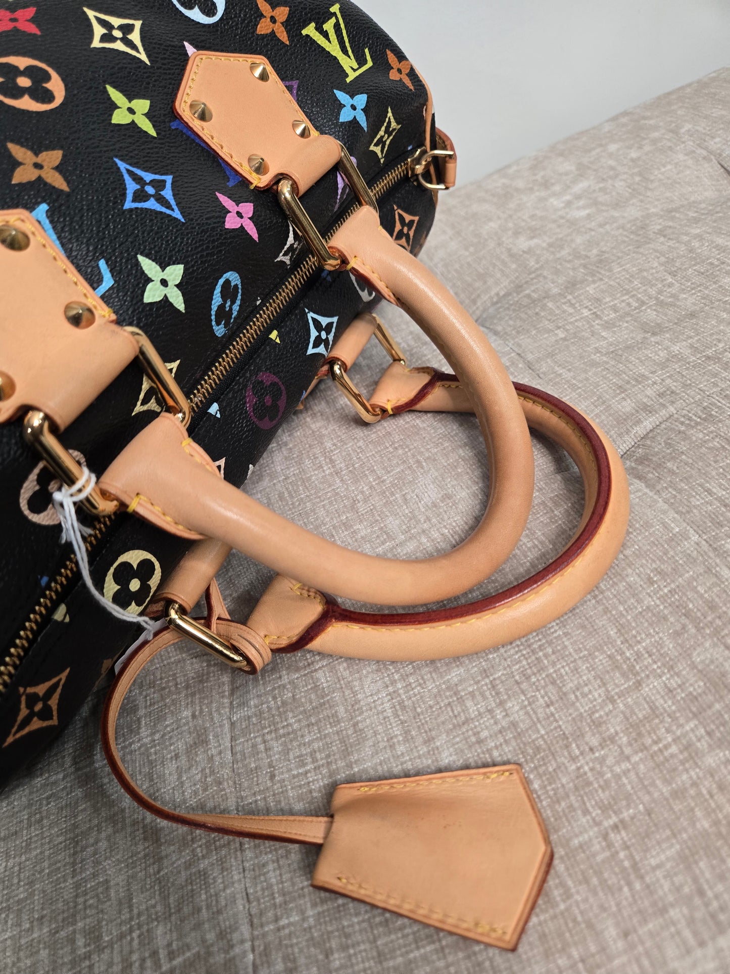 Preowned Louis Vuitton Murakami Black Speedy 30 Boston Bag