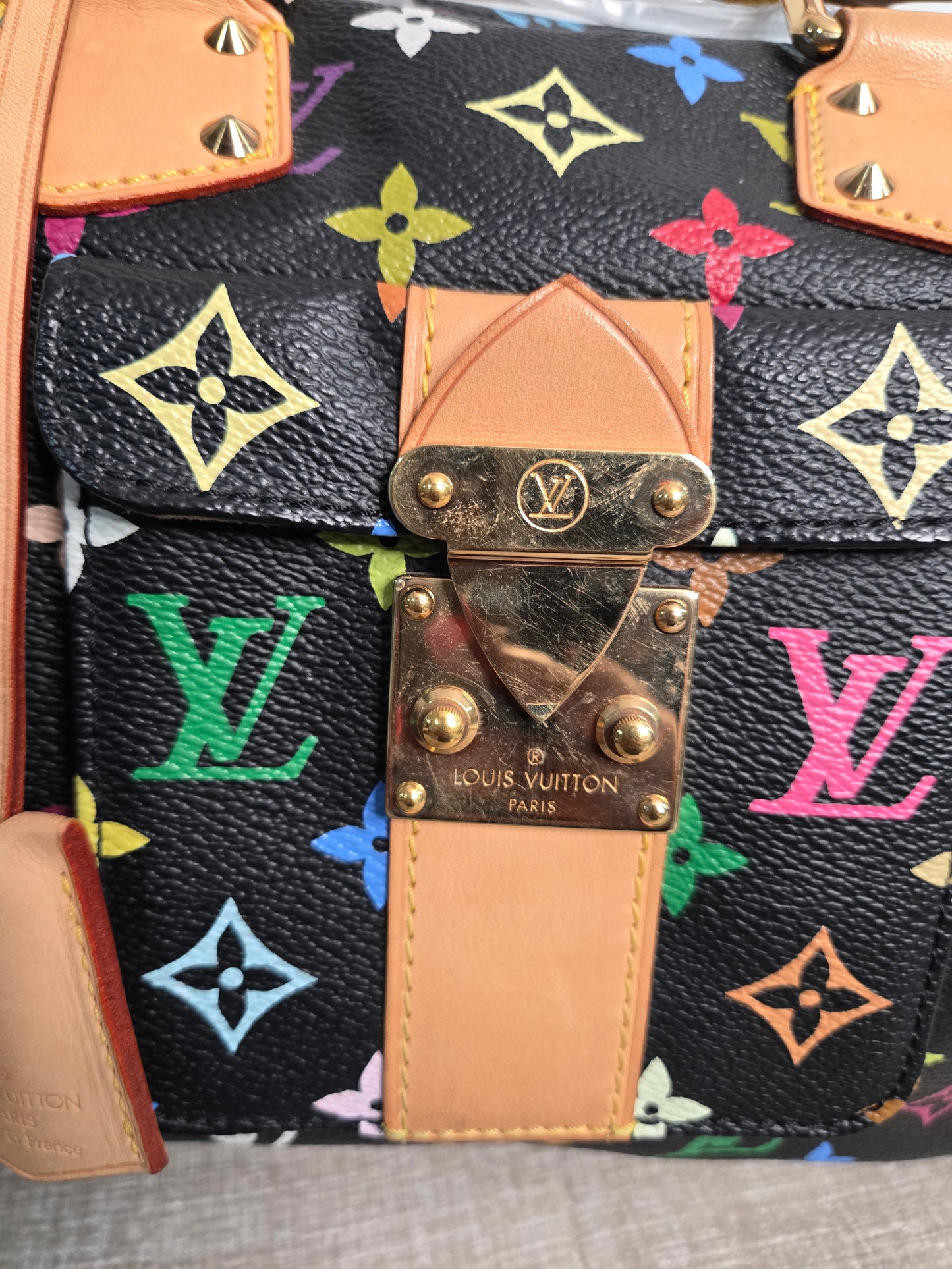 Preowned Louis Vuitton Murakami Black Speedy 30 Boston Bag