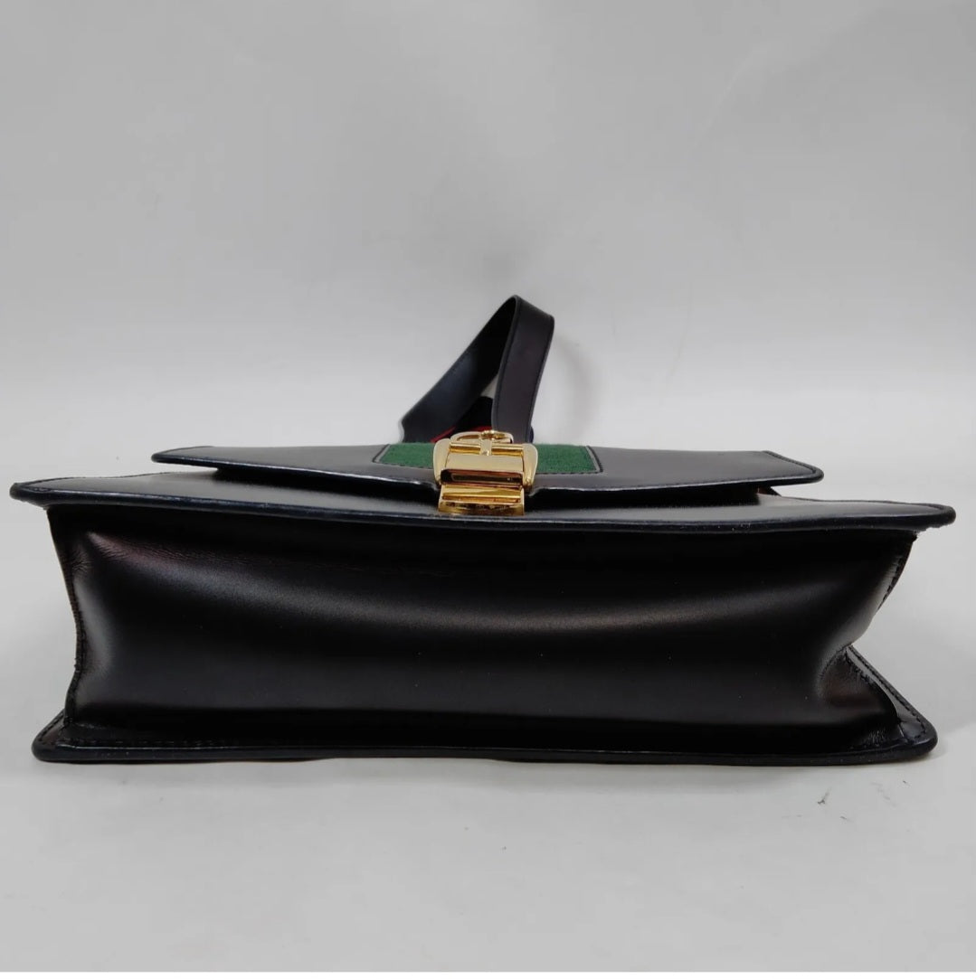 Preowned Vintage Gucci Shoulder Bag Sherry Line Black Leather