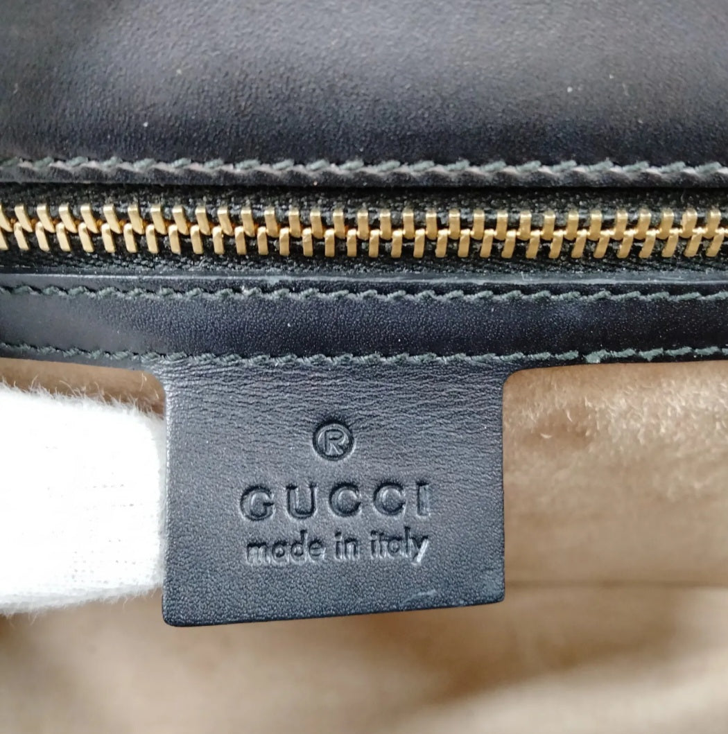Preowned Vintage Gucci Shoulder Bag Sherry Line Black Leather