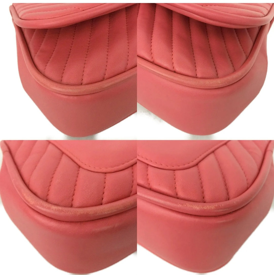 Preowned Chanel Pink 25 V Stitch CC Logo Lambskin 2way Chain Shoulder Bag