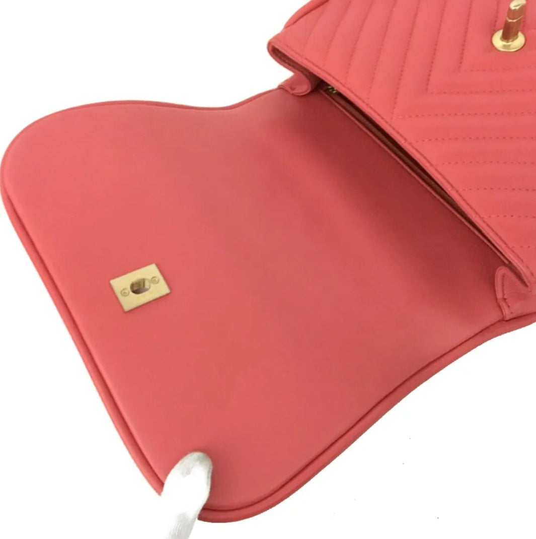 Preowned Chanel Pink 25 V Stitch CC Logo Lambskin 2way Chain Shoulder Bag