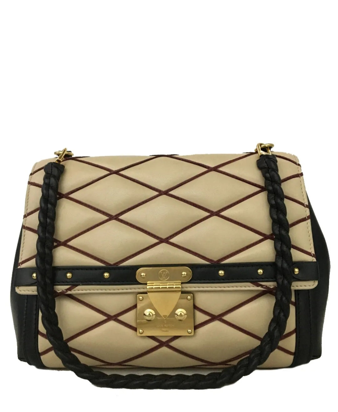 Preowned Louis Vuitton Malletage Pochette Flap Leather Shoulder Tote Bag