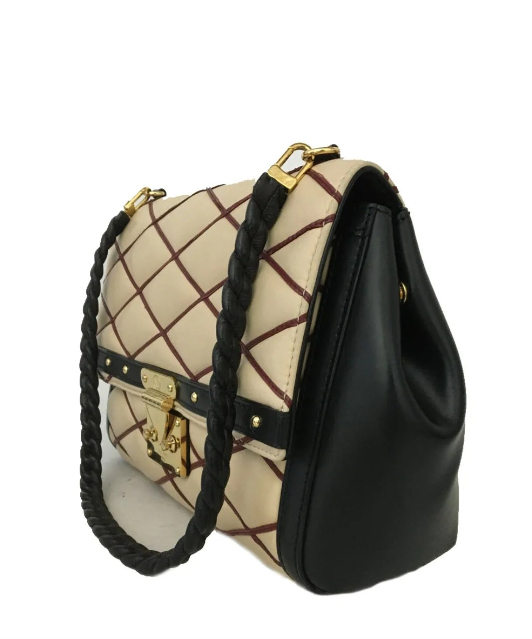 Preowned Louis Vuitton Malletage Pochette Flap Leather Shoulder Tote Bag