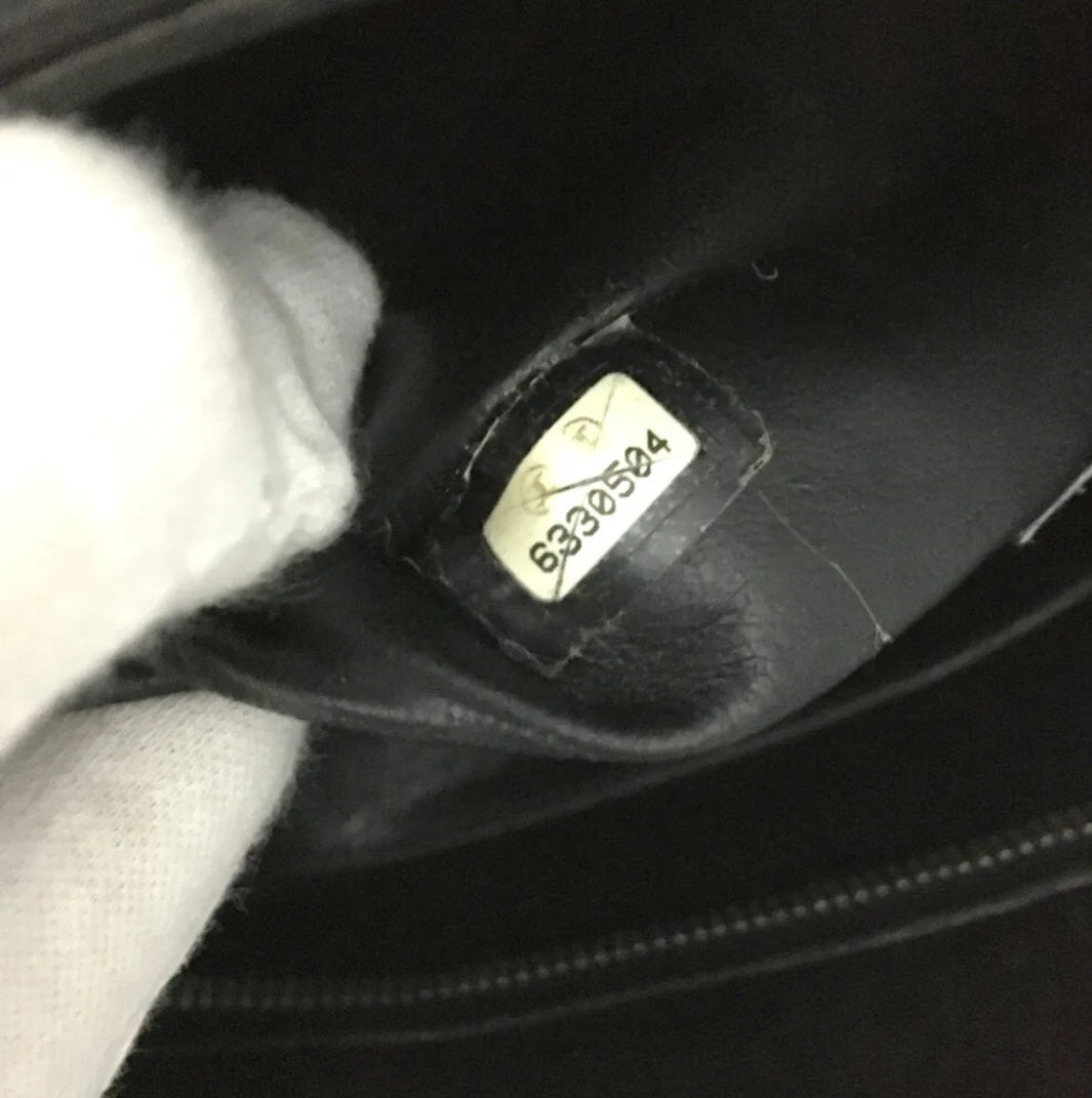 Preowned Chanel Classic Silver Medallion CC Logo Quilted Black Lambskin Tote Bag