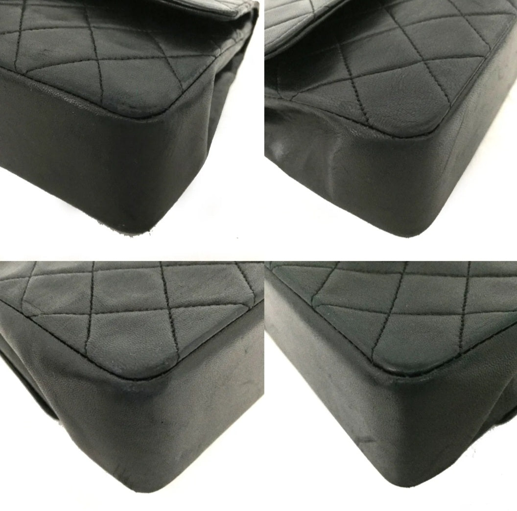 Preowned Vintage CHANEL Double Flap 25 Quilted CC Logo Lambskin Chain Shoulder Bag