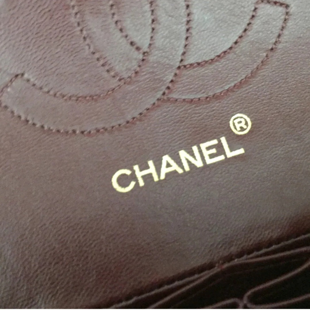 Preowned Vintage CHANEL Double Flap 25 Quilted CC Logo Lambskin Chain Shoulder Bag