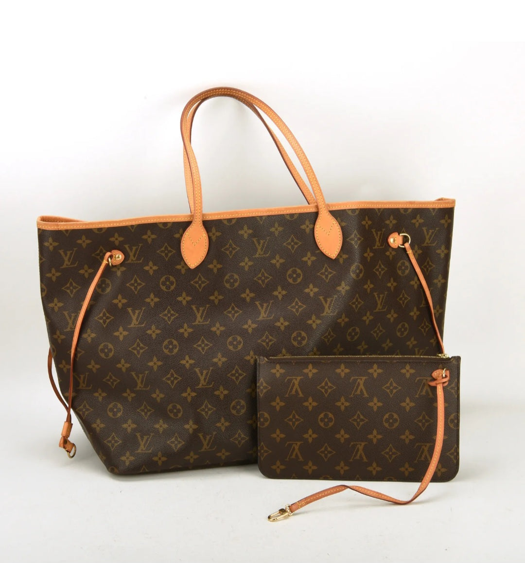 Louis Vuitton Neverfull Monogram GM Tote Large Shopping Bag Pouch Clutch