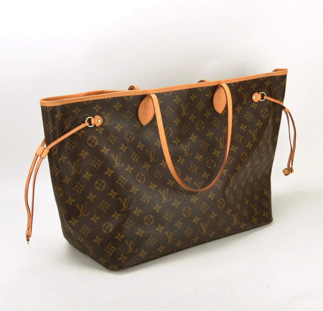 Louis Vuitton Neverfull Monogram GM Tote Large Shopping Bag Pouch Clutch