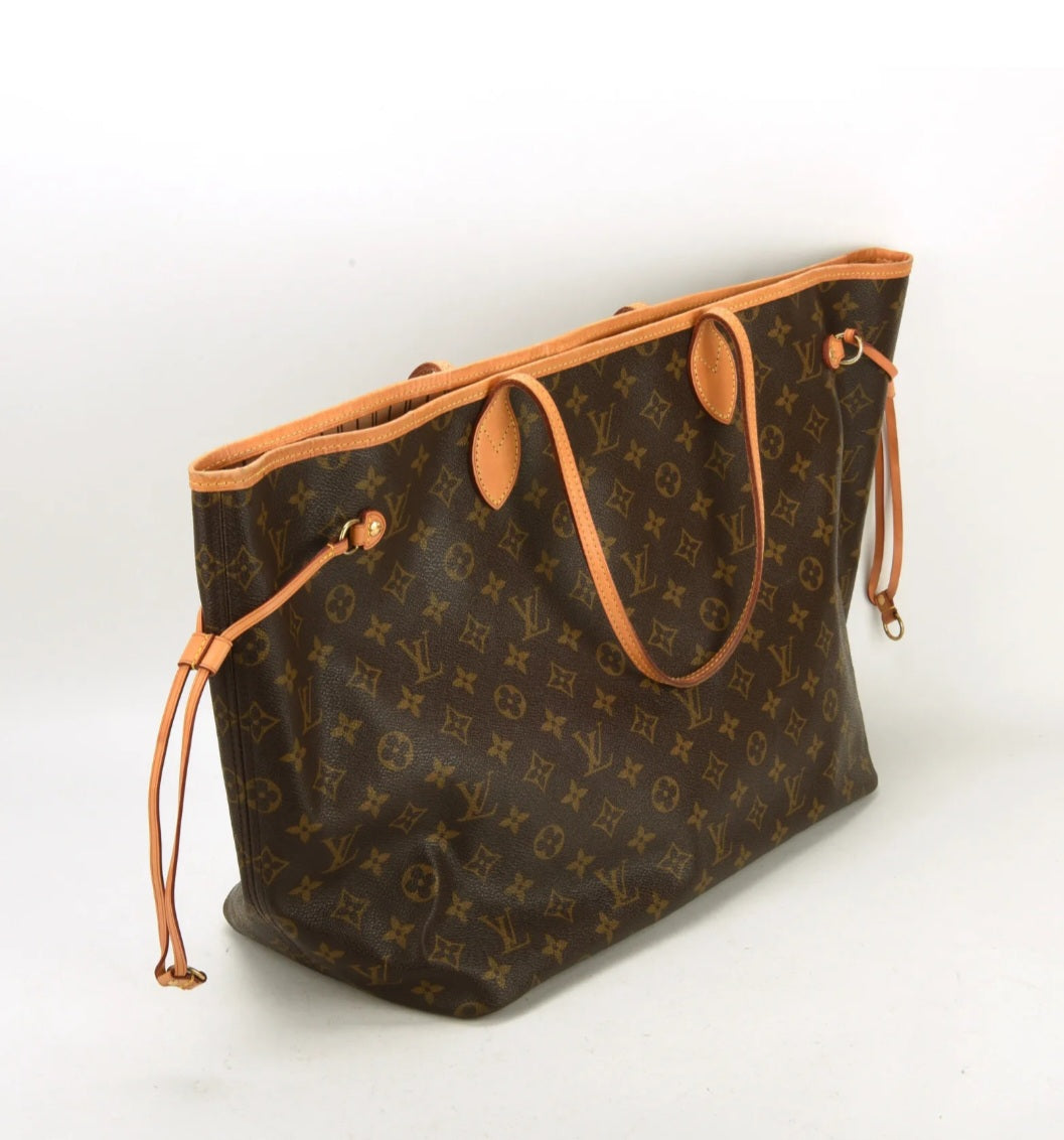 Louis Vuitton Neverfull Monogram GM Tote Large Shopping Bag Pouch Clutch