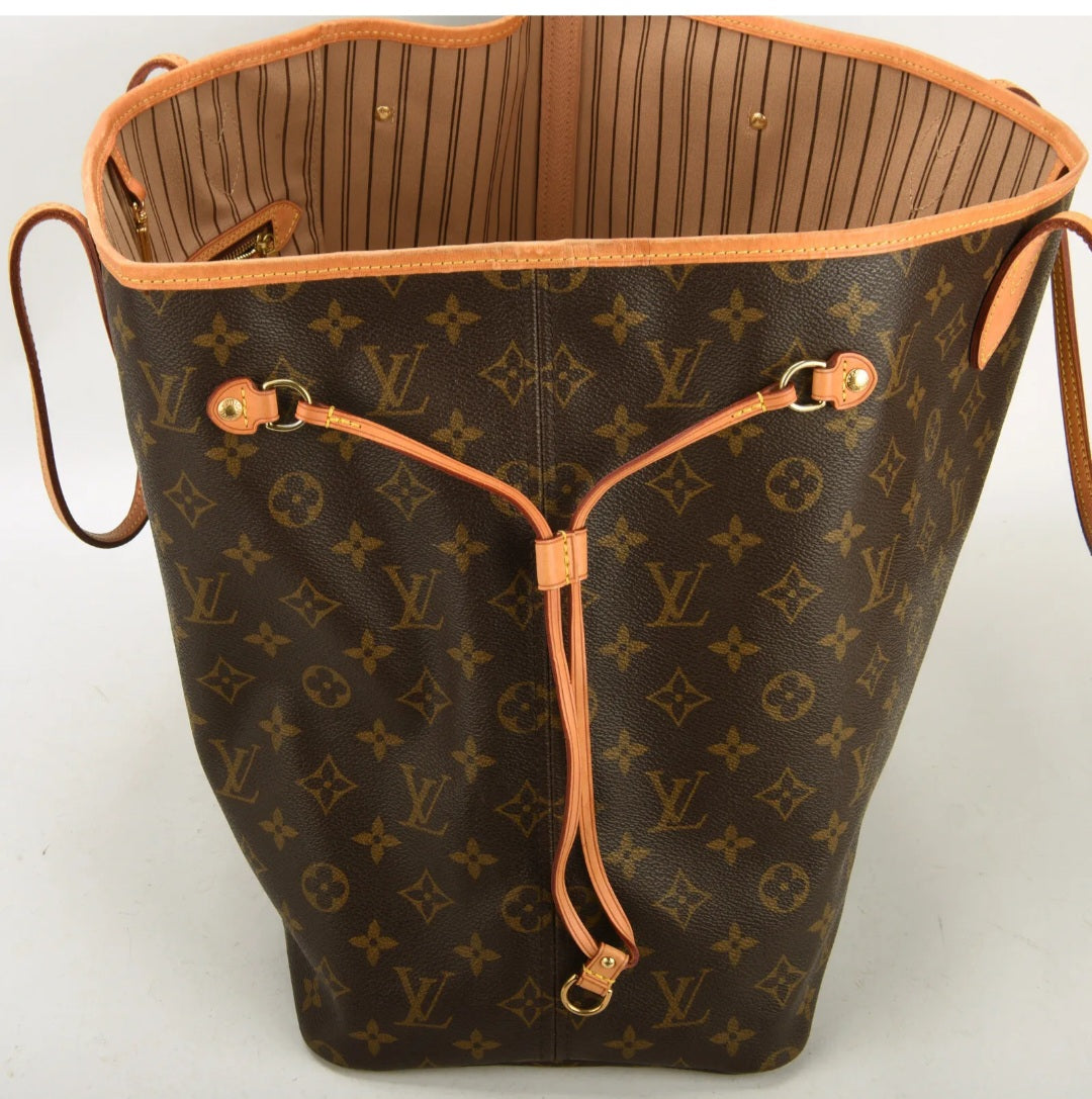 Louis Vuitton Neverfull Monogram GM Tote Large Shopping Bag Pouch Clutch