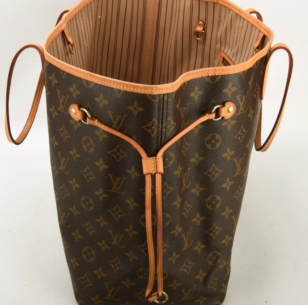 Louis Vuitton Neverfull Monogram GM Tote Large Shopping Bag Pouch Clutch