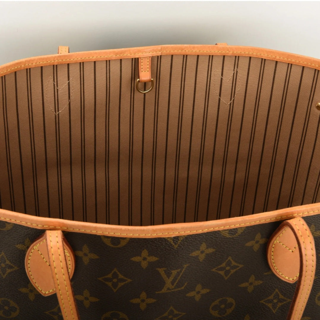 Louis Vuitton Neverfull Monogram GM Tote Large Shopping Bag Pouch Clutch