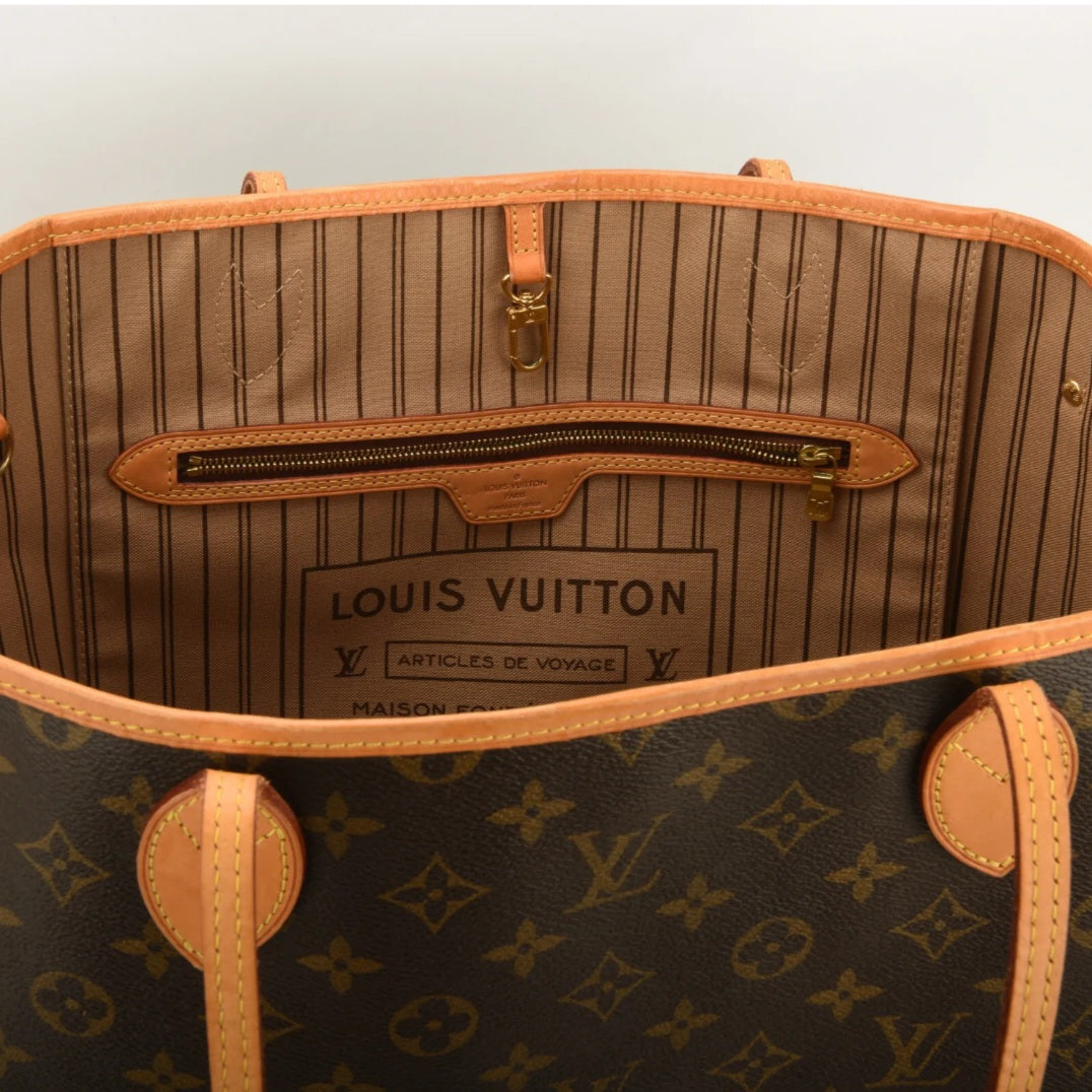 Louis Vuitton Neverfull Monogram GM Tote Large Shopping Bag Pouch Clutch