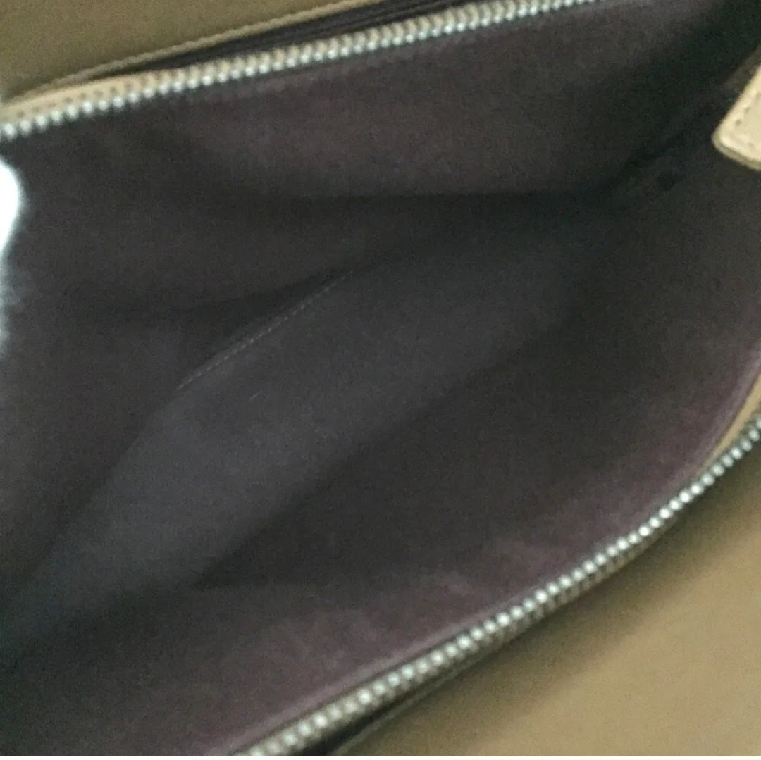 Preowned CHANEL Brown V Stitch CC Logo Lambskin Chain Shoulder Bag