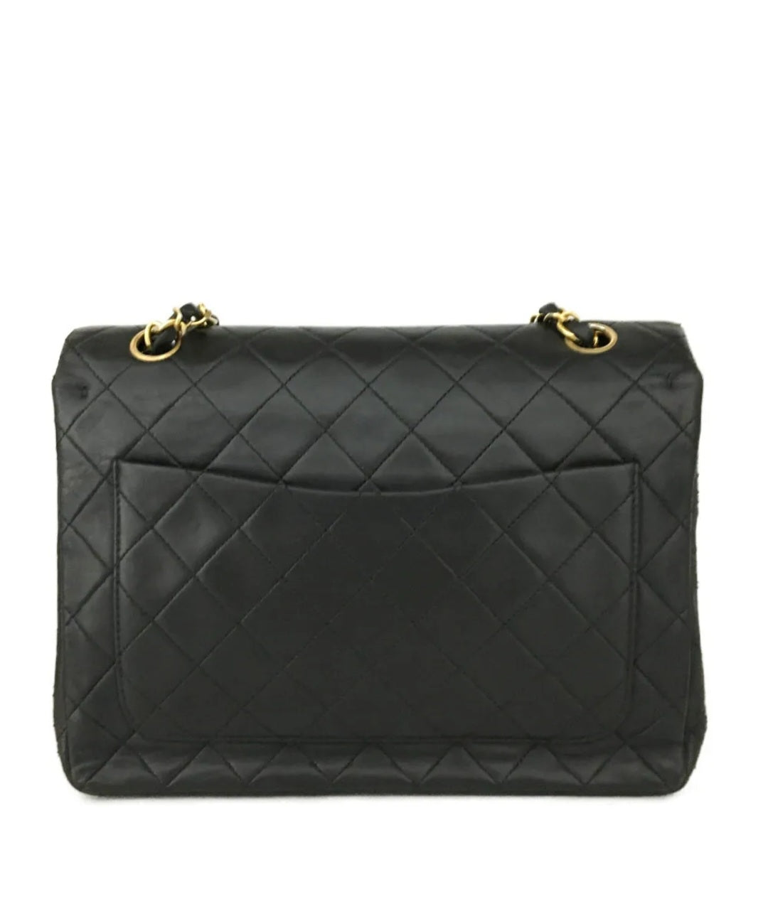 Preowned CHANEL Double Flap 25 Quilted CC Logo Lambskin w/Chain Shoulder Bag Black