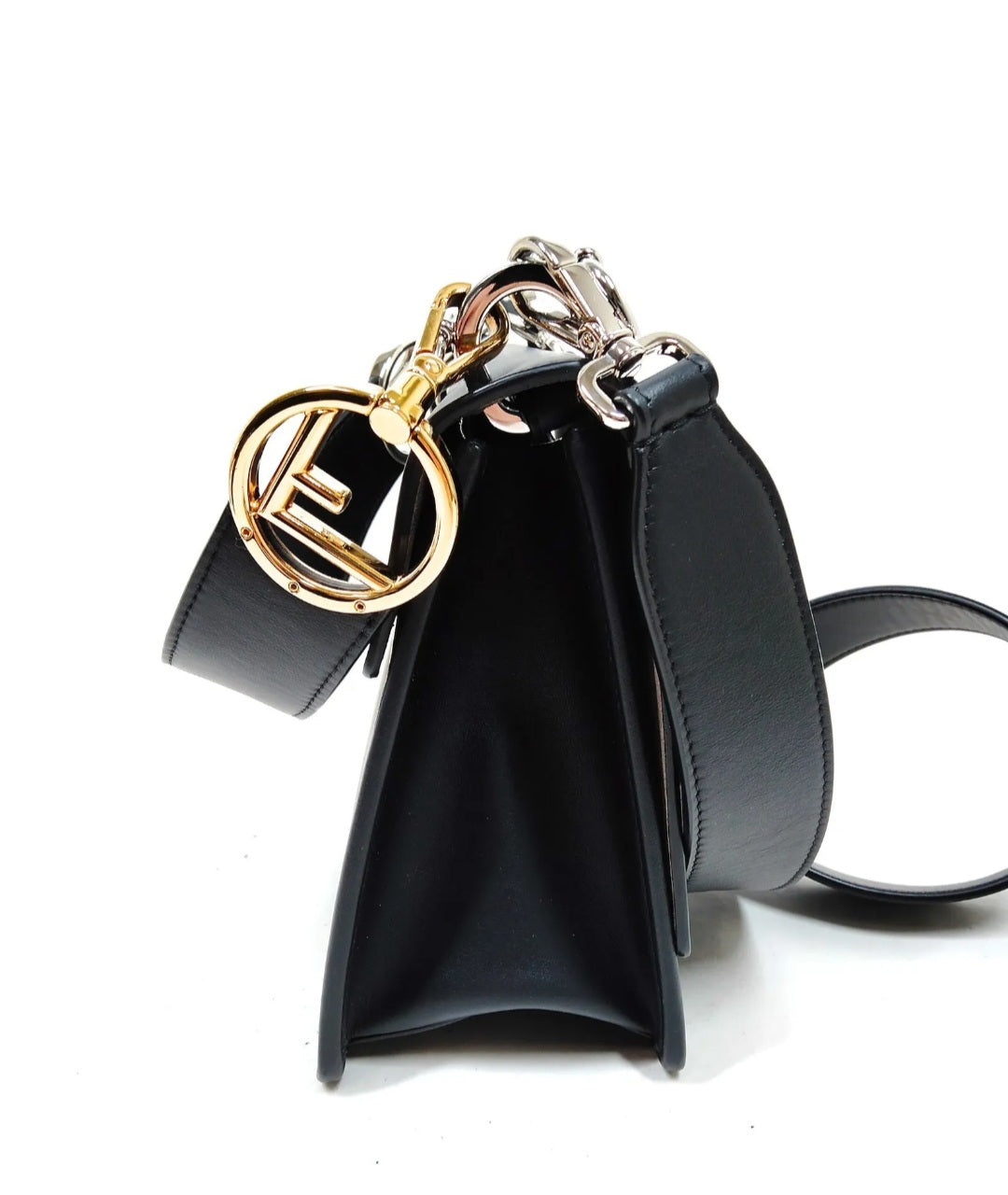 Fendi FF Hand Bag Black Leather