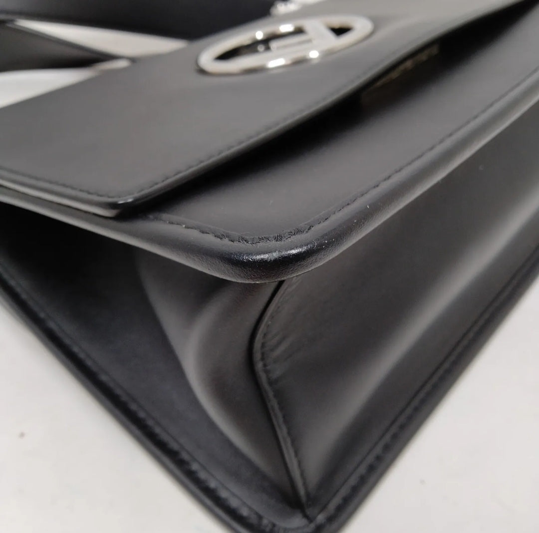 Fendi FF Hand Bag Black Leather