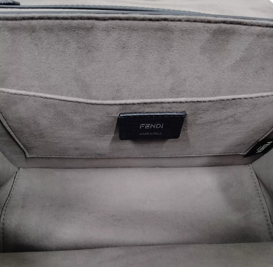 Fendi FF Hand Bag Black Leather