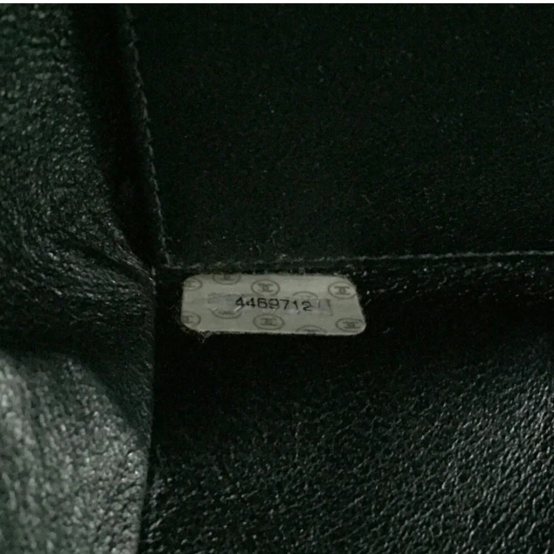 Preowned CHANEL CC Logo Lambskin Chain Tote Hand Bag Black