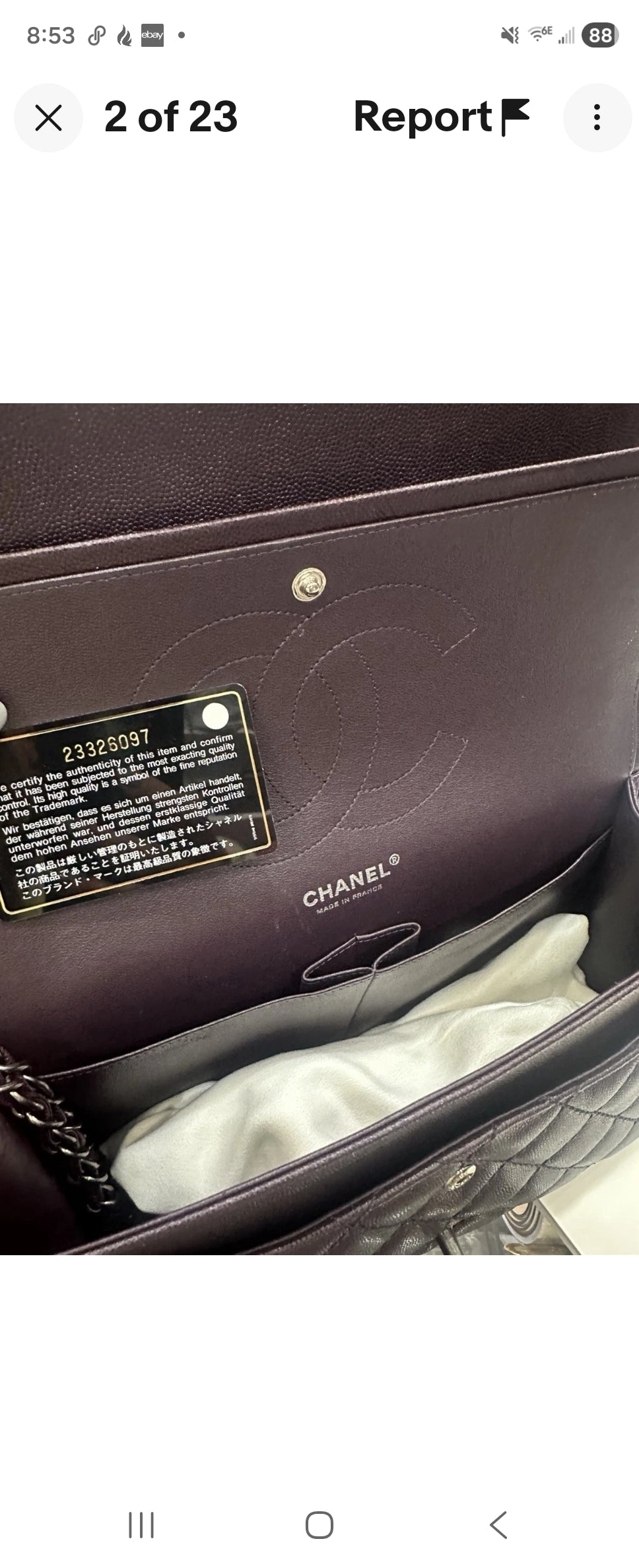 Pre-owned Chanel Jumbo Double flap Caviar Leather Chain Shoulder Bag Plum/Purple