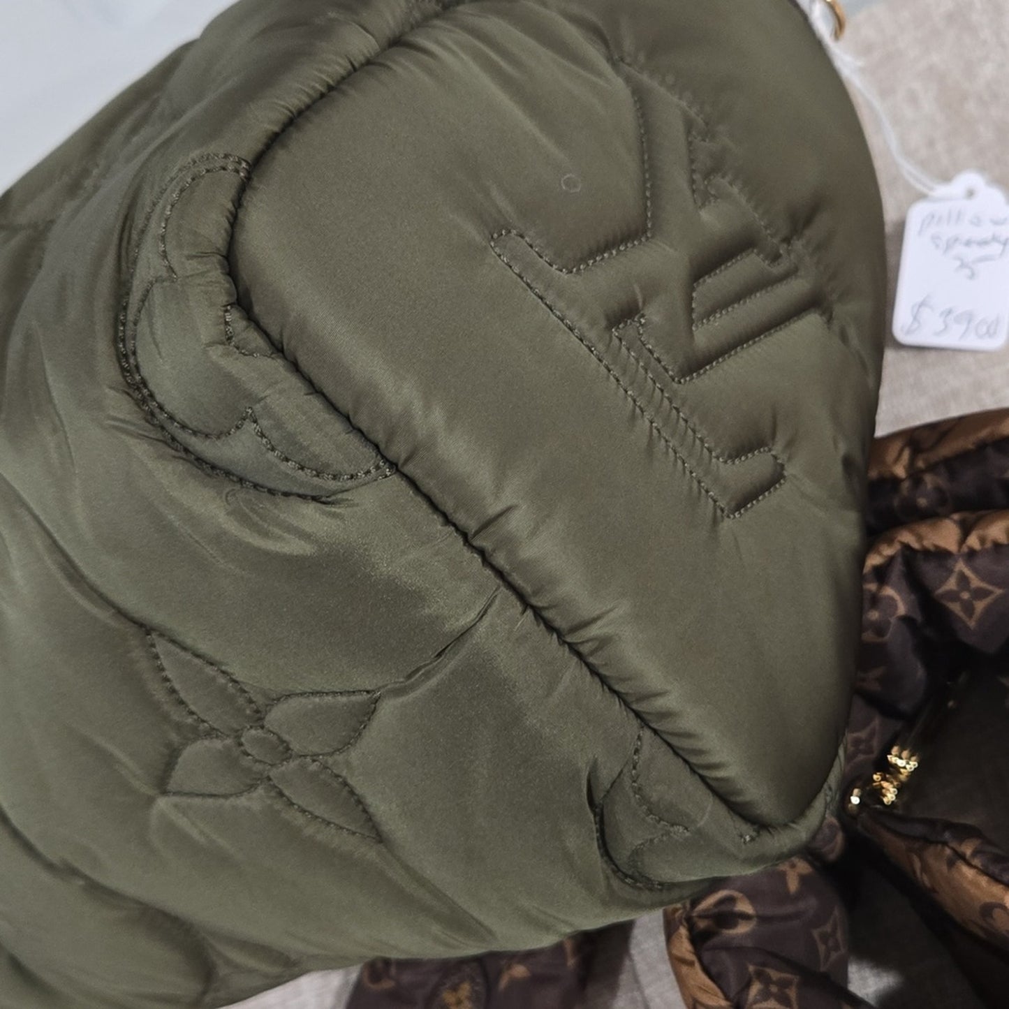 Preowned Louis Vuitton Limited Edition Olive Giant Monogram Econyl Pillow Speedy 25