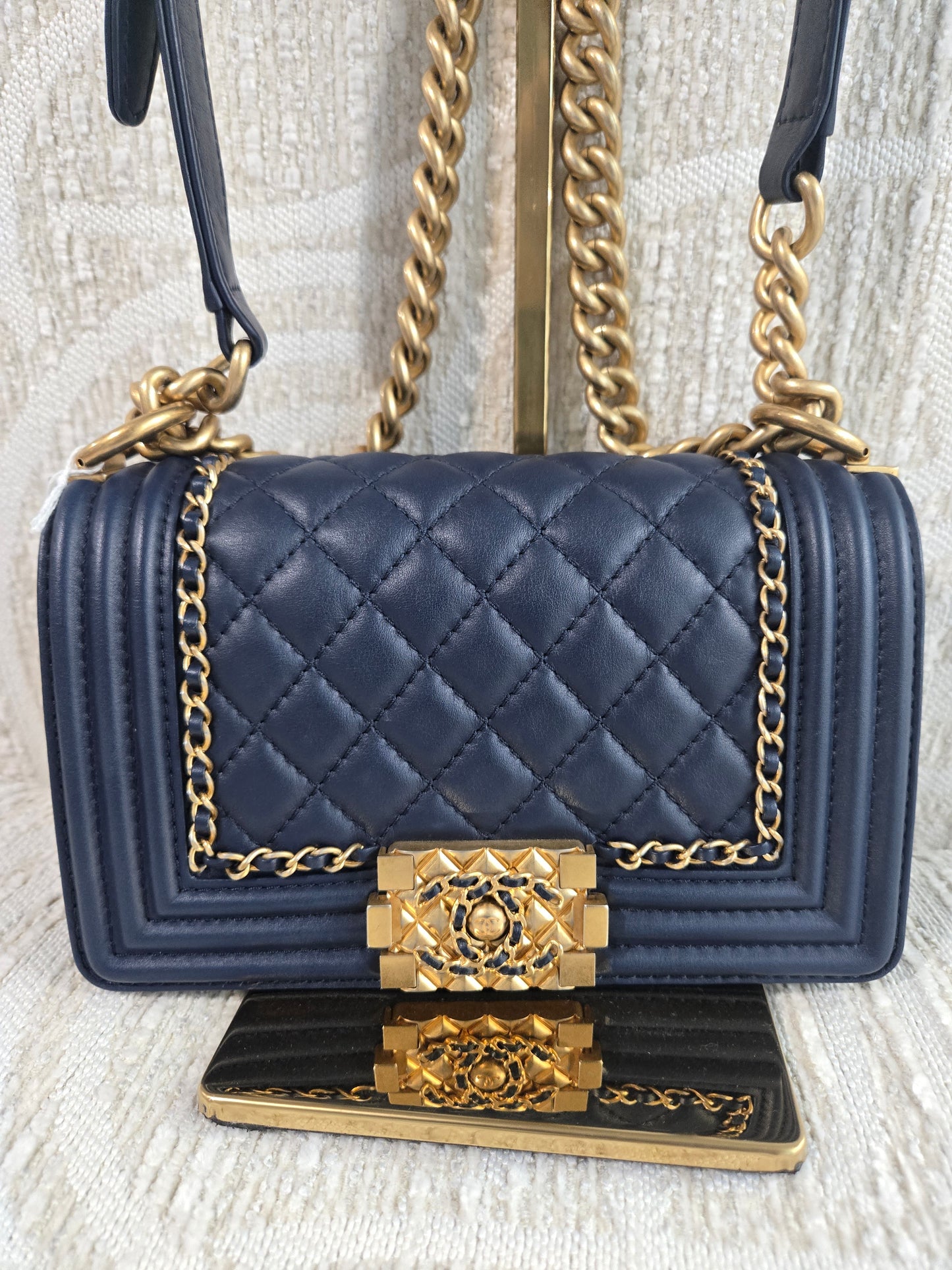 Pre-owned chanel boy navy Shoulder Bag