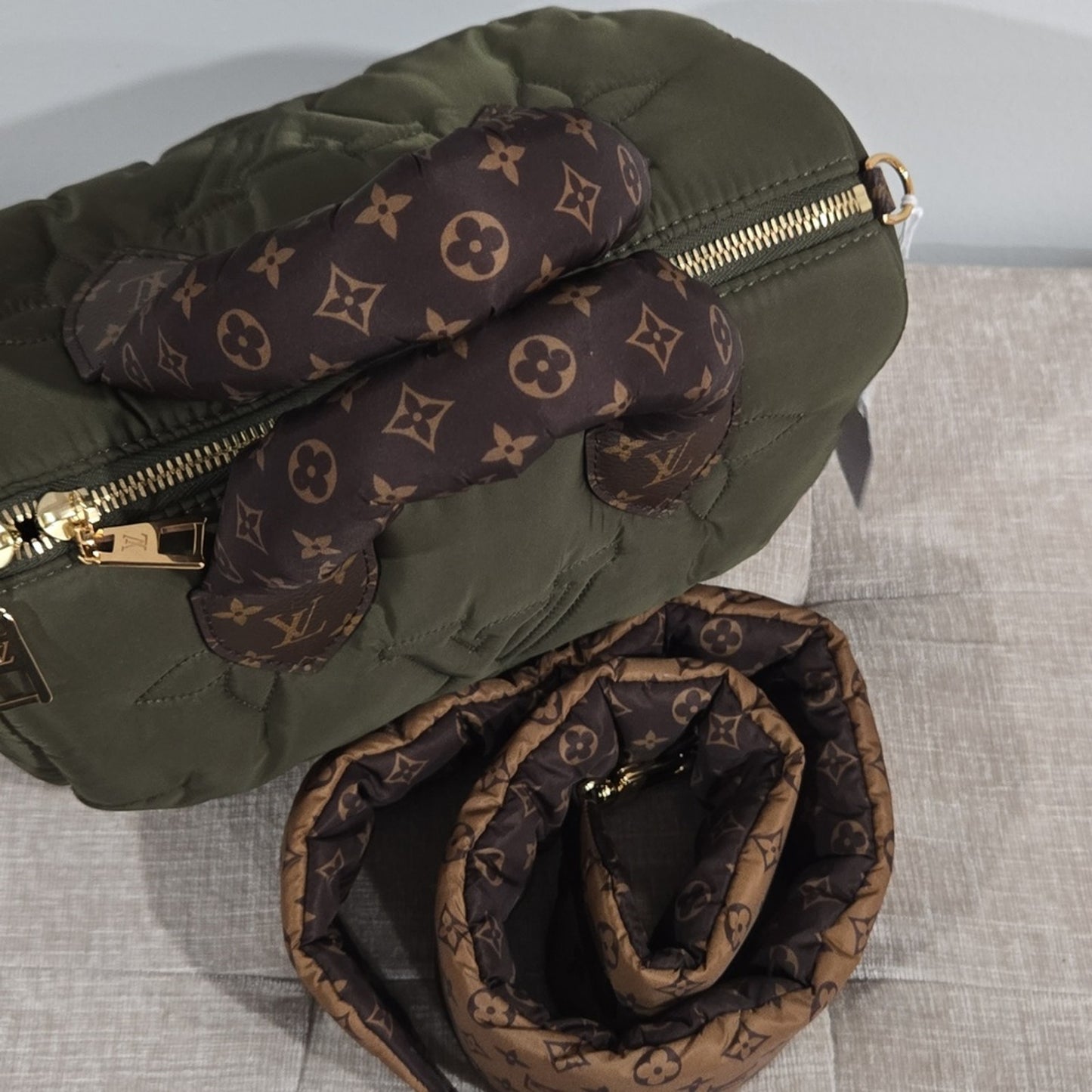 Preowned Louis Vuitton Limited Edition Olive Giant Monogram Econyl Pillow Speedy 25