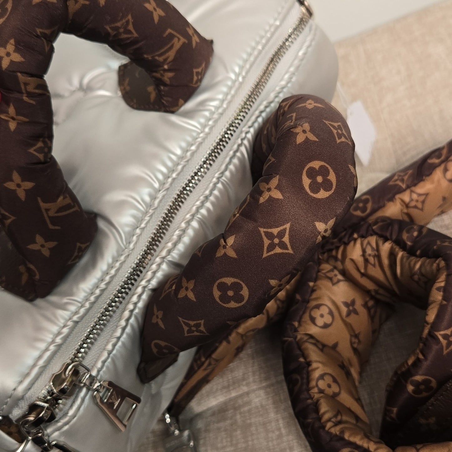 Preowned Louis Vuitton Limited Edition Silver Giant Monogram Econyl Pillow Speedy 25