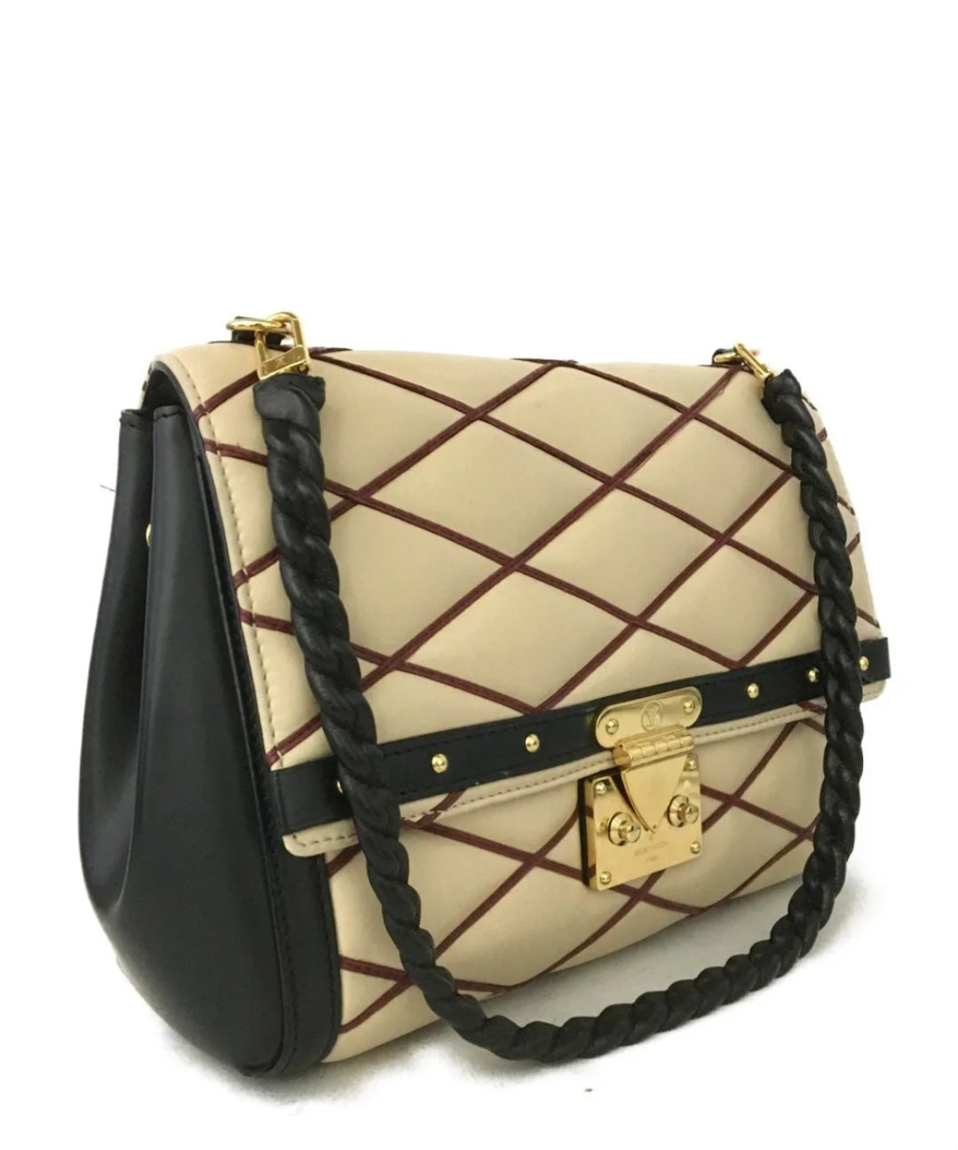 Preowned Louis Vuitton Malletage Pochette Flap Leather Shoulder Tote Bag