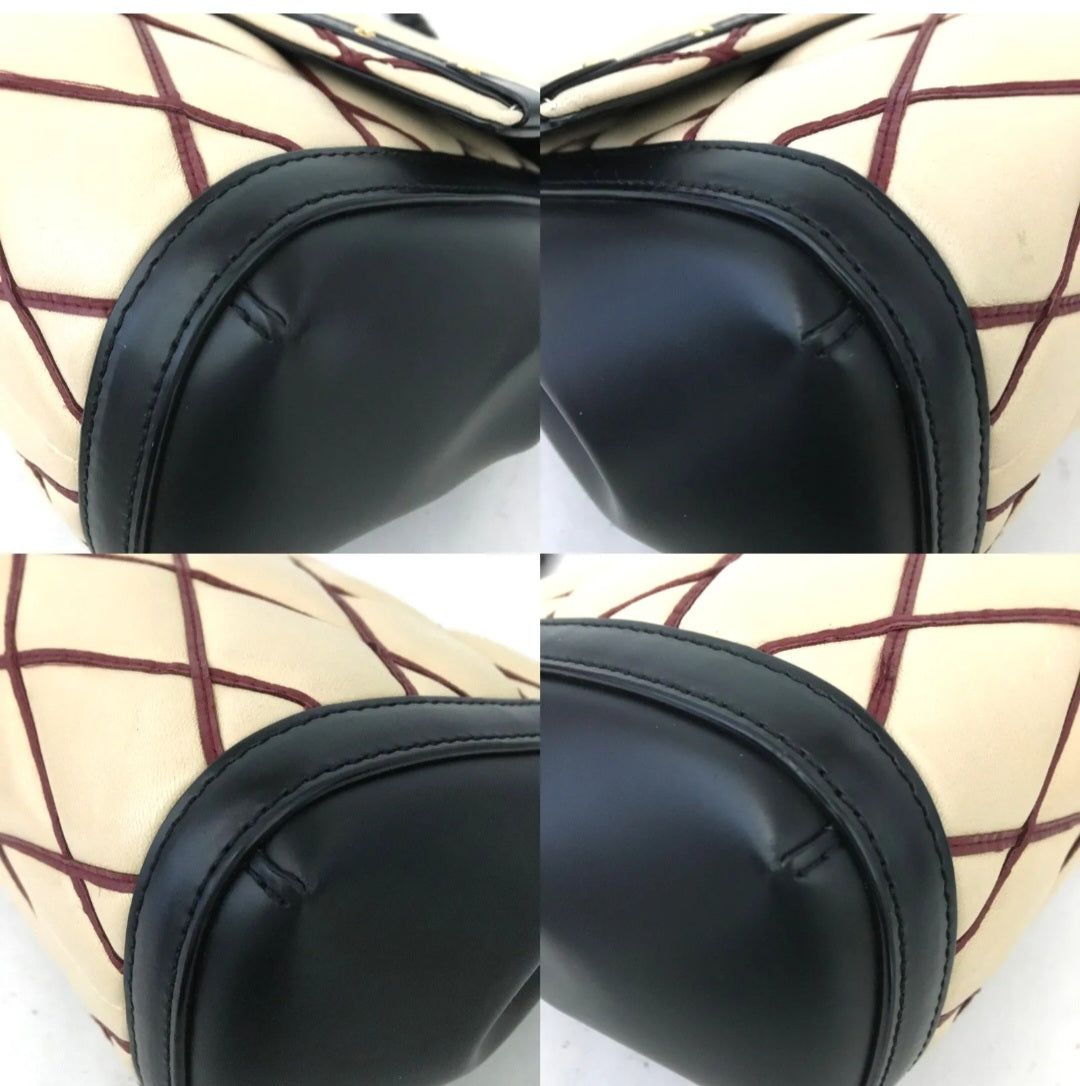 Preowned Louis Vuitton Malletage Pochette Flap Leather Shoulder Tote Bag
