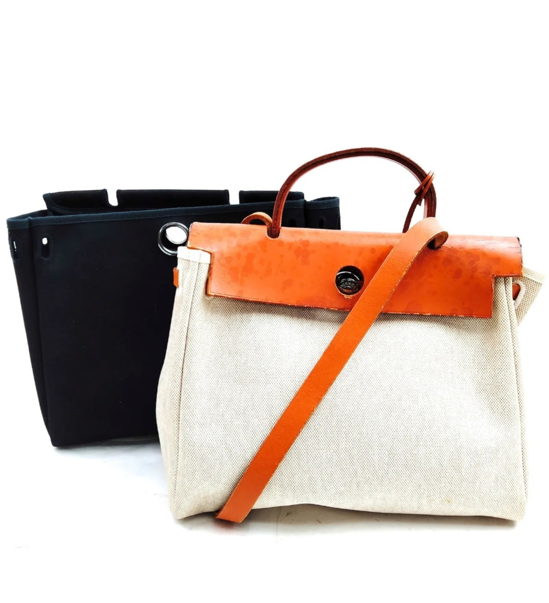 Preowned Hermes Hand Bag YellBag PM Cream canvas