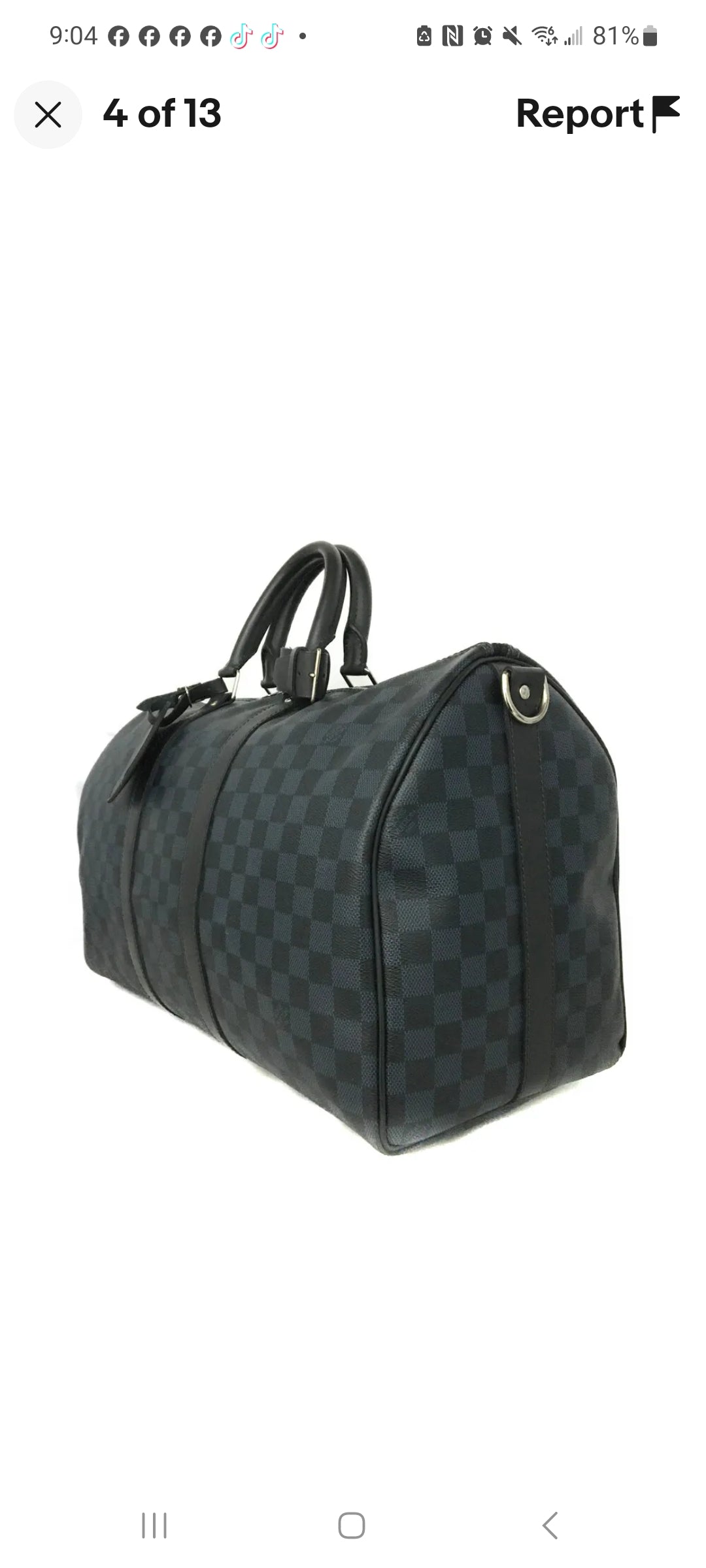 Preowned Louis Vuitton Damier Cobalt Keepall Bandouliere 45 Boston Travel Hand Bag