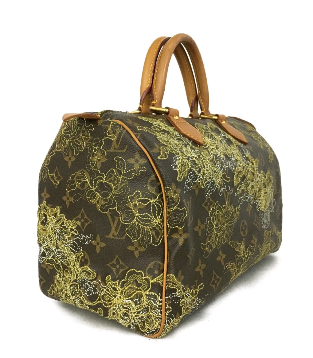 Preowned Louis Vuitton Monogram Dentelle Speedy 30 Boston Travel Hand Bag Brown