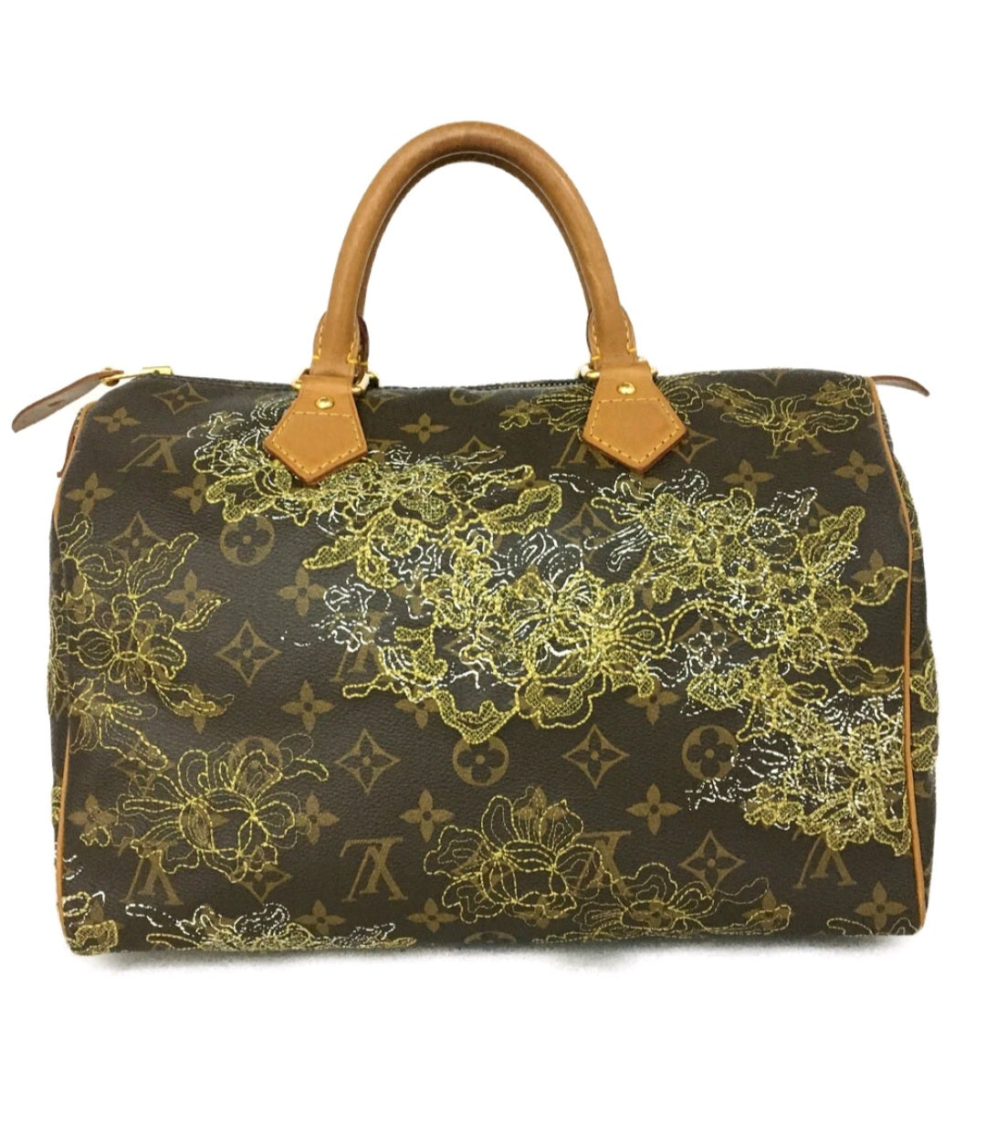 Preowned Louis Vuitton Monogram Dentelle Speedy 30 Boston Travel Hand Bag Brown