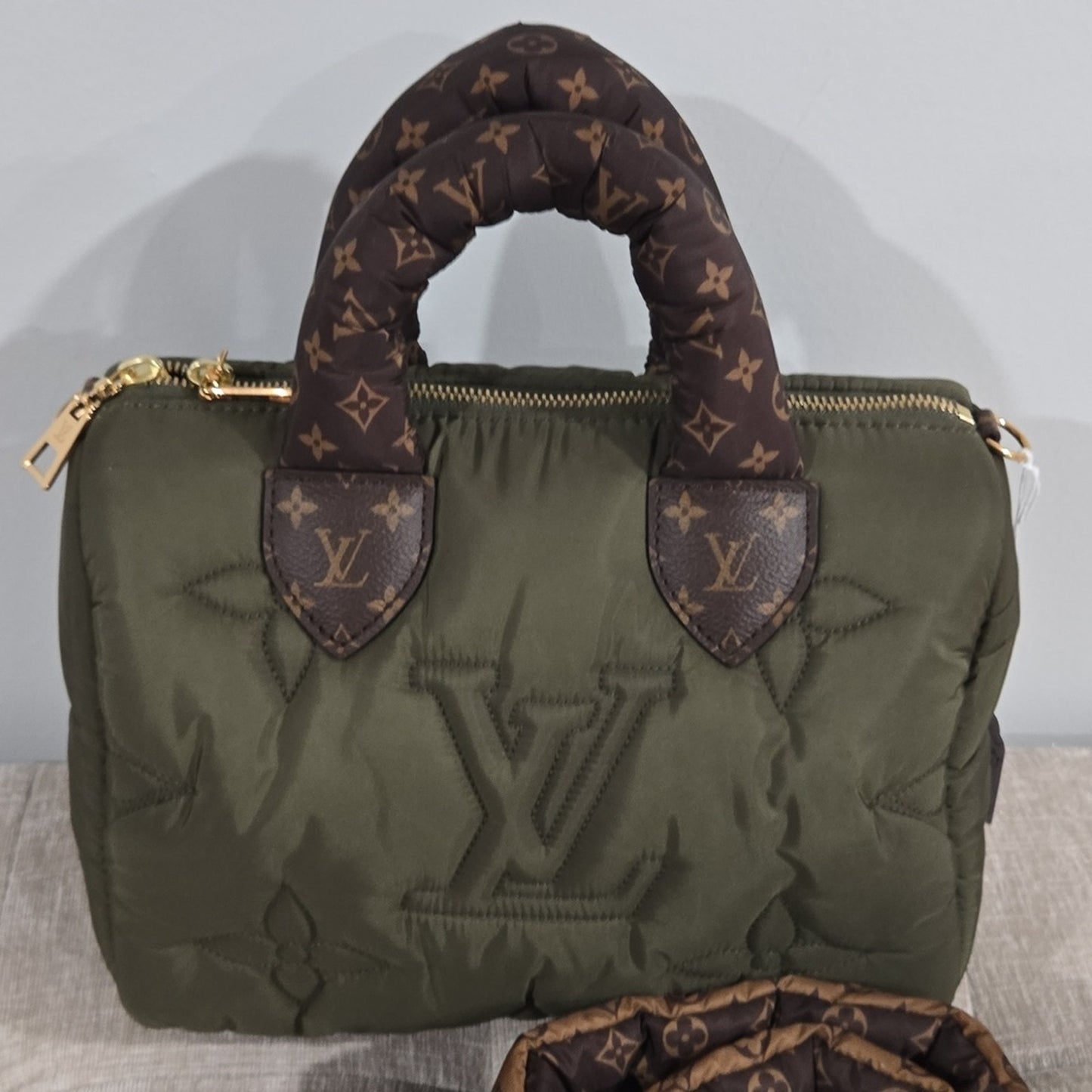 Preowned Louis Vuitton Limited Edition Olive Giant Monogram Econyl Pillow Speedy 25