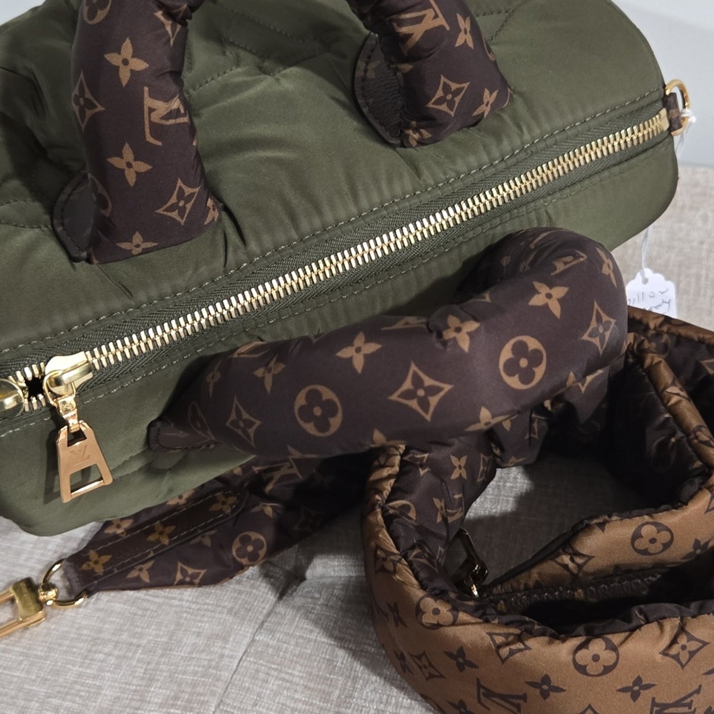 Preowned Louis Vuitton Limited Edition Olive Giant Monogram Econyl Pillow Speedy 25